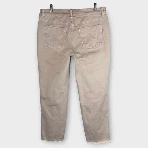 m jeans by maurices tan Slim Straight Ankle High Rise Jeans 16 khaki cropped EUC - Picture 3 of 10